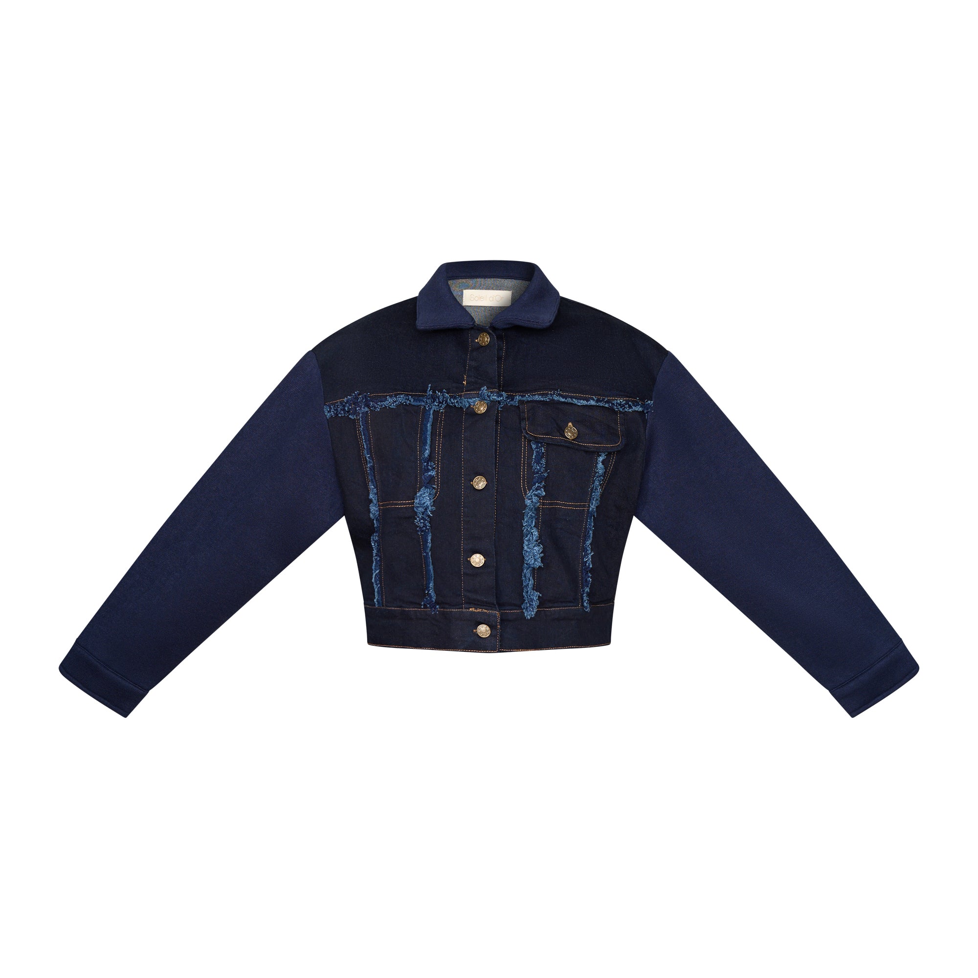 Oakleigh Denim Jacket with soft knit sleeves & collar Kids