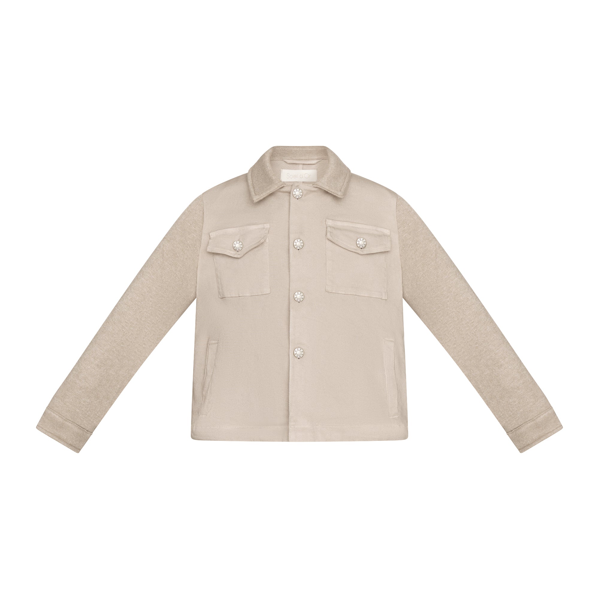 Oakleigh Denim Jacket with soft knit sleeves & collar Kids