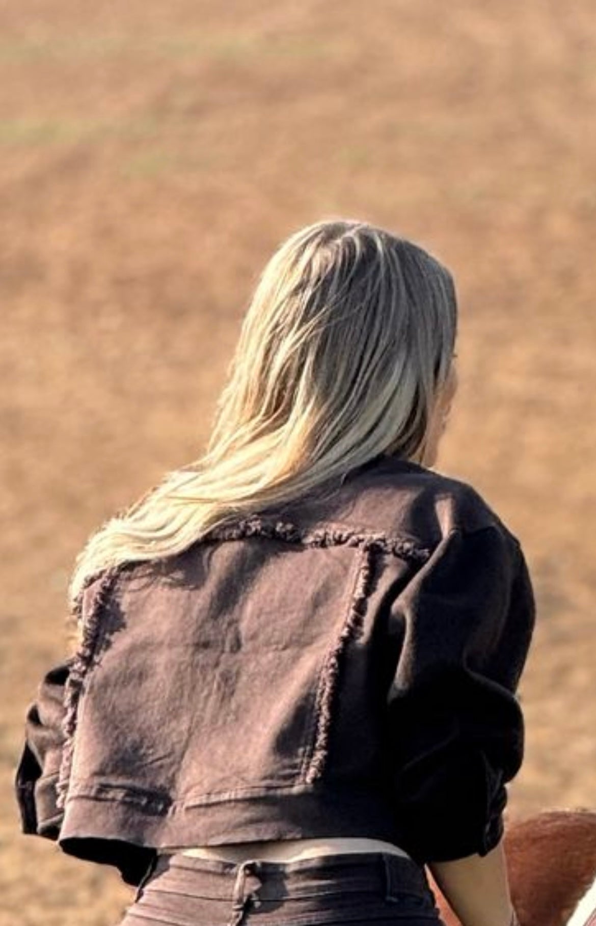 Oakleigh Denim Jacket with soft knit sleeves & collar