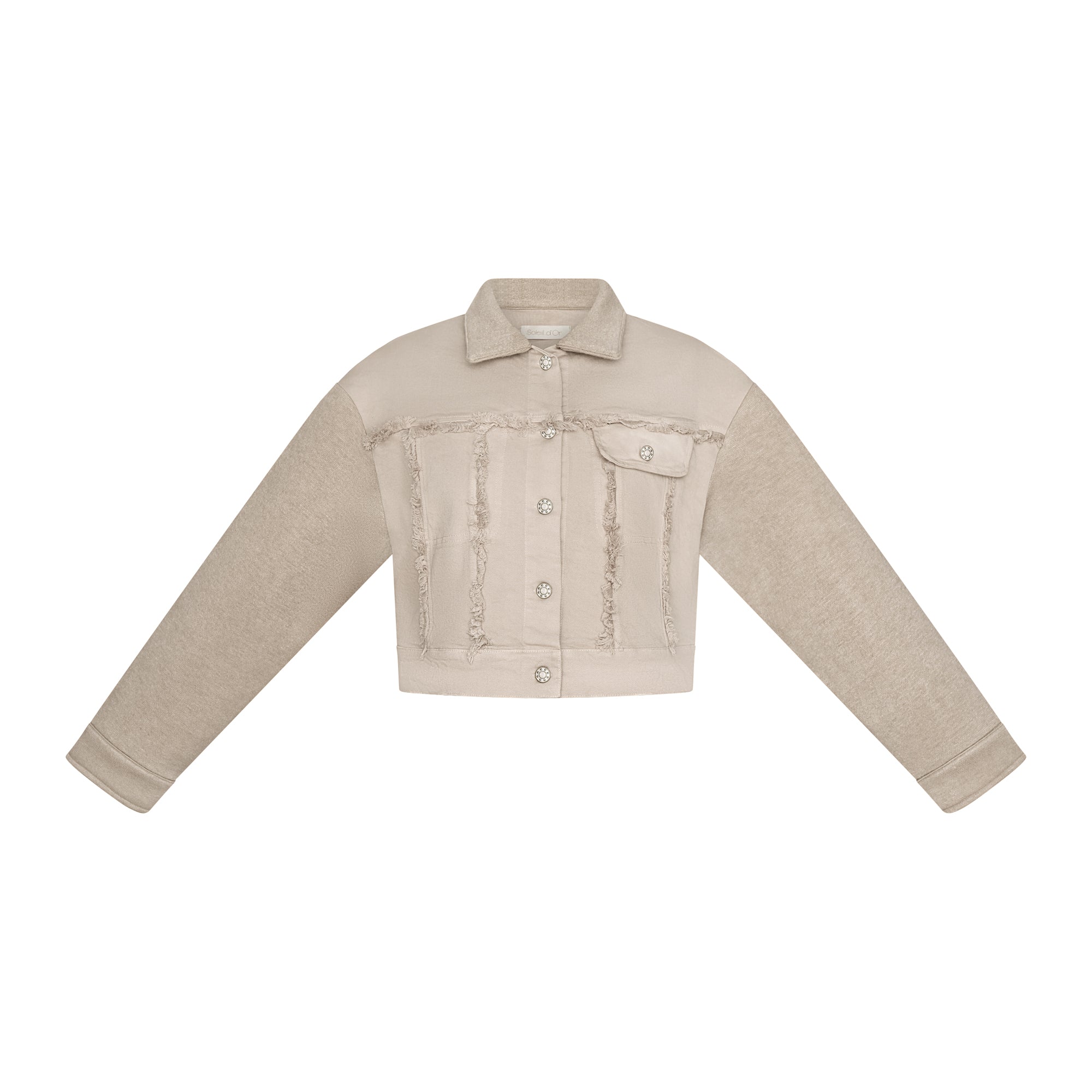 Oakleigh Denim Jacket with soft knit sleeves & collar